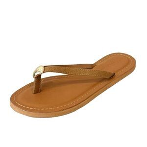 Calypso St. Barth Mariner Brown Flip Flops Gold Seashells Size 6 NEW